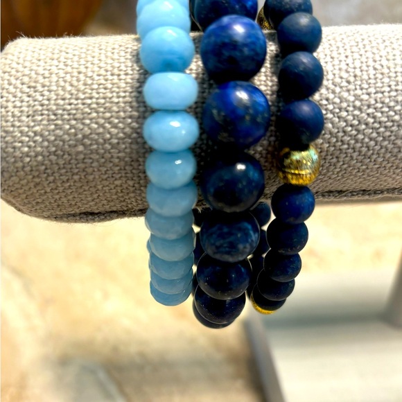 Three handmade authentic gemstone bracelets in blues. - Picture 3 of 3